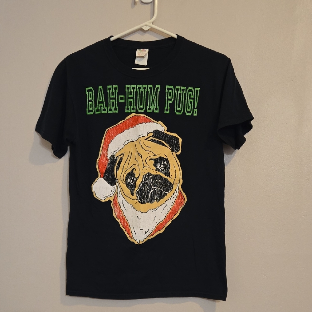 Fruit Of The Loom Bah Hum Pug Christmas Dog Shirt Size Small